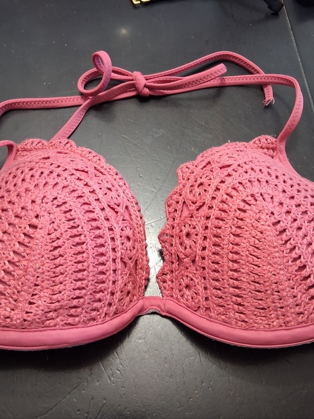 Dusty Rose Crochet Bikini Swim Suit Top